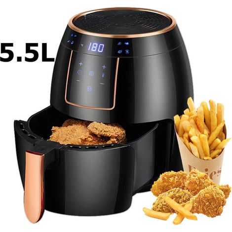 5.5L Large Capacity Air Fryer, 1300W, Touchscreen LCD Timer, with Cooking Utensils (1/5)