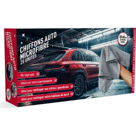 CLEAN AUTO Mikrofasertücher für Autos - VENTEO - 25er Pack - Große Größe 30 x 30 cm - Mikrofasertücher für Autos für Kunststoffe, Glas, Karosserie, Felgen und Polieren - Kein Verkratzen - Waschbar und