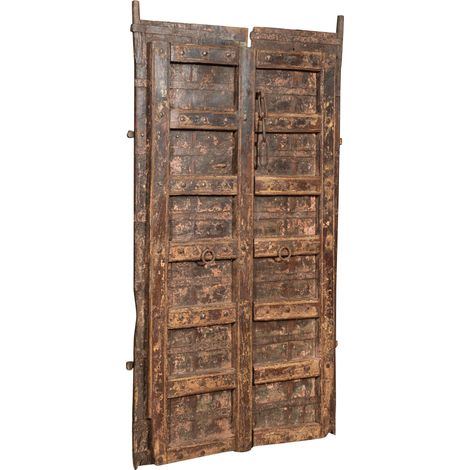 Solid wood and iron door for interior or exterior use, old medieval door sliding (1/5)