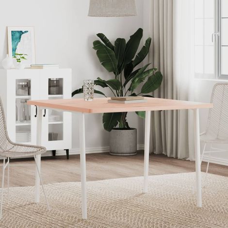 Dessus de table-Plateau de Table de Remplacement 90x90x2,5 cm carré bois massif de hêtre 461232 (1/5)