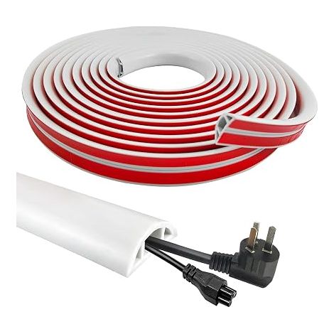 Canalina portacavi in PVC per pavimento, copricavo elettrico, proteggi cavi per pavimento 20 x 10 mm (Bianco) (1/5)