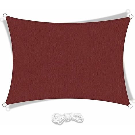 Rechteckiges Sonnensegel aus wasserdichtem und UV-beständigem Polyester für Terrasse, Camping und Garten (2 x 3 m, dunkelrot) (1/5)