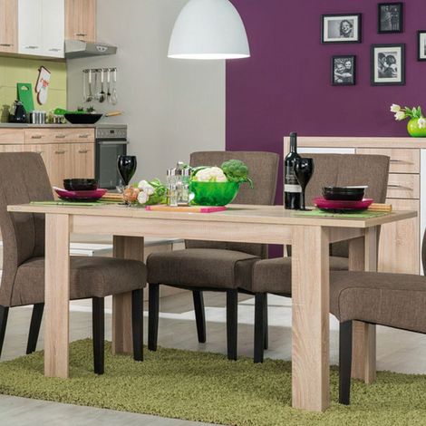 Mesa Fija Uscio, 6 Plazas, Forma Rectangular, Tablero de Madera Nobilitada, 120x80x74.5h cm Marrón Roble (1/5)