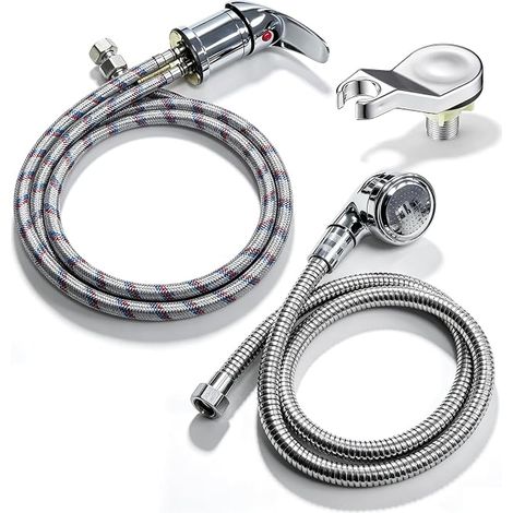 Mitigeur douche sortie 1/2", douchette de coiffeur, pommeau de douche de coiffeur, douchette de lavabo, mitigeur de douche avec tuyaux d'admission, tuyaux de sortie et kit d'arroseur, robinet (1/5)