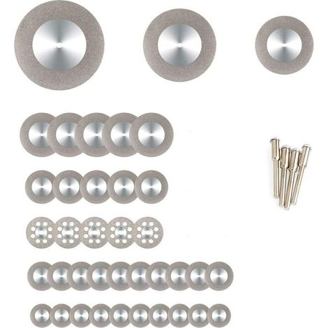 Set mit 38 Diamant-Schleifscheiben, Diamant-Trennscheiben 16/20/22/25/30/40/50/60 + 4 Dornstangen, Dremel-Rotationswerkzeug für Metall, Edelsteine, Glas, dolaso (1/5)