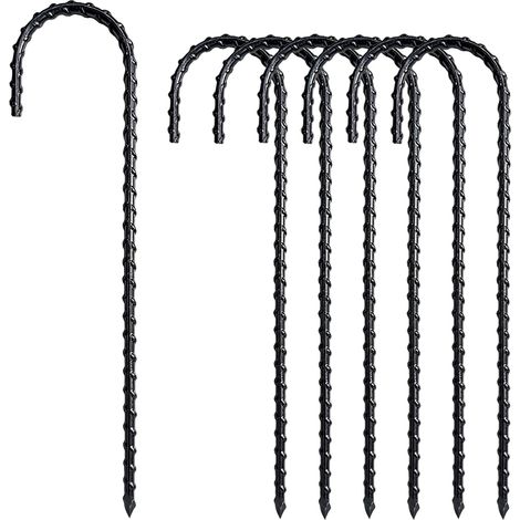 Lot de 6 piquets d'ancrage au Sol de 30 cm en Acier Massif de Type J en Acier galvanisé - Piquets de Tente - Ancrage au Sol - Stable - Inoxydable - pour Fixation de Trampoline, clôture (1/5)