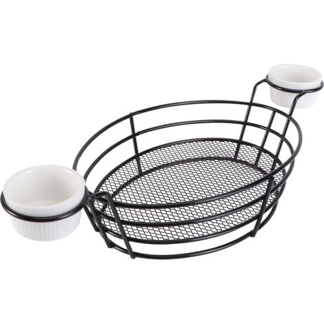Panier à frites en acier inoxydable noir, design simple et pratique (1/5)