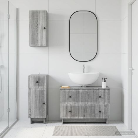 vidaXL 3 Piece Bathroom Cabinet Set EDE Grey Sonoma Engineered Wood (1/5)