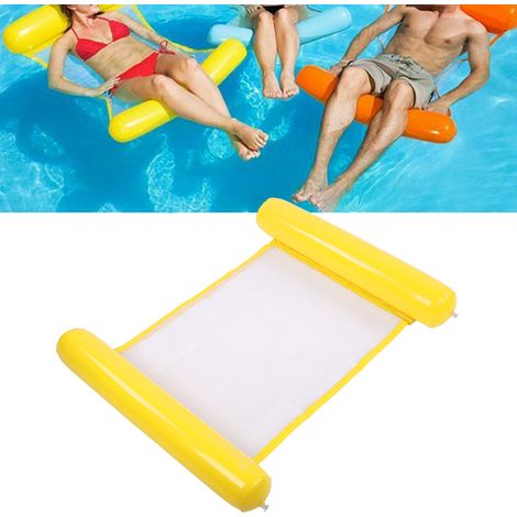 Hamac Flottant Gonflable pour Piscine, Transat Portable Été Hommes Femmes Jaune