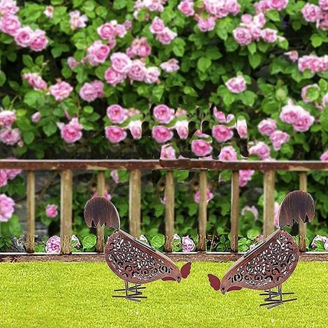 Poulets Solaires de Jardin Poules Solaires Lumière en Fer forgé Poulets Rétro Lampe à Led Creuser Lanterne Lumière Décor de Jardin Ornements D'art Coq Lampe à Modeler 2PCS