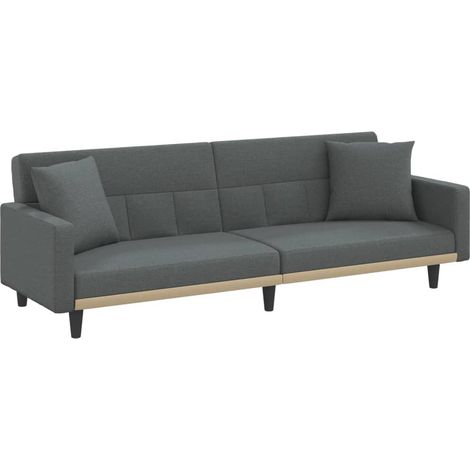 Divano letto con cuscini in tessuto grigio scuro 020021002