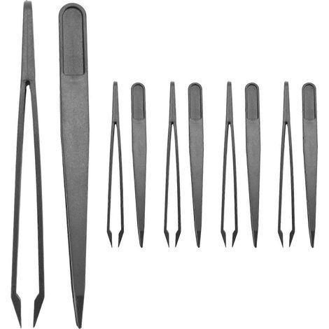 Lot de 10 pinces antistatiques à embouts en plastique noir, longueur 12 cm (1/5)