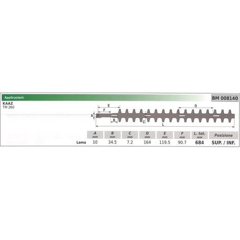 Lama superiore / inferiore KAAZ tagliasiepe TM 260 008140