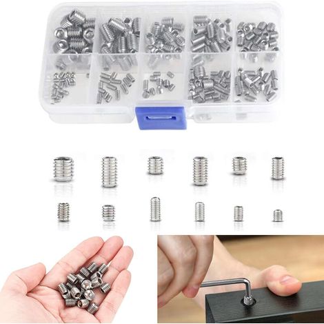 200 Pcs Stainless Steel Allen Screws, Pressure Screws, Hex Head, Metric Set, Professional Metal Accessories, M3 M4 M5 M6 M8, with PP Box (1/5)