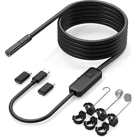 Outils de réparation W400E : outils de diagnostic automobile, endoscope avec caméra 8 mm et 8 LED, adaptateur micro-USB Type-C, câble de 5 m, 2 000 000 pixels. (1/5)