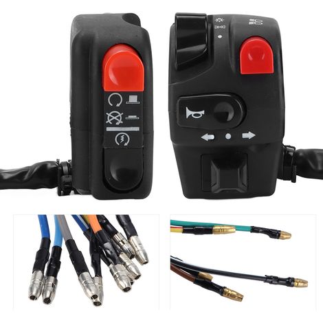 Paire de commutateurs de guidon de moto de 22 mm pour guidon gauche et droit, pour feux de virage avec démarreur électrique et feux antibrouillard. (1/5)