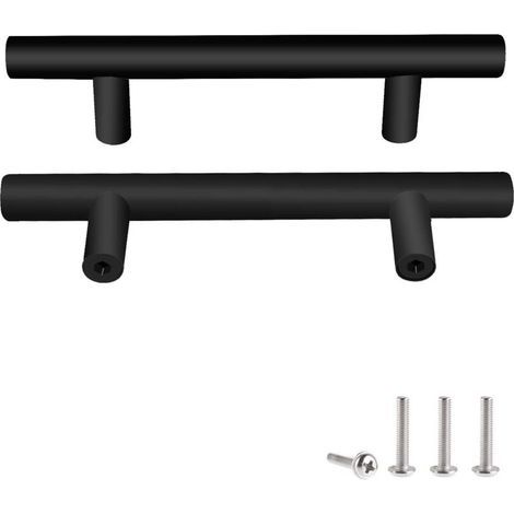 Units Black Stainless Steel Door Knobs Pull Furniture Handle with Screws for Drawer Cabinet Kitchen Home Decorating, Hole to Hole Center Distance 96mm