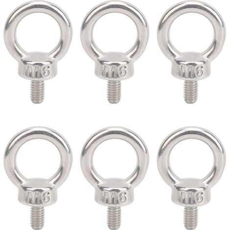 Lot de 10 Vis à Œil M6 en Acier Inoxydable 304, Boulons de Fixation avec Anneau de Levage, Quincaillerie Robuste pour Suspension et Ancrage (1/5)