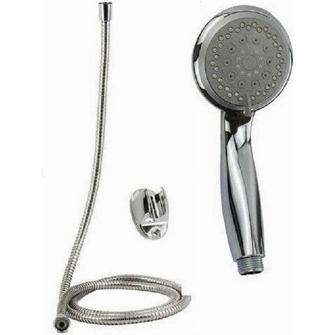Trade Shop - Kit De Ducha De Mano Alcachofa De Ducha Redonda 1,8 Metros Soporte 69344 - (1/2)