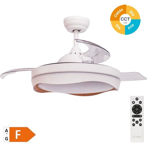 Ventilatore da soffitto "Nicosia" con luce LED dimmerabile e telecomando (36W 3CCT 3547lm) bianco e effetto legno