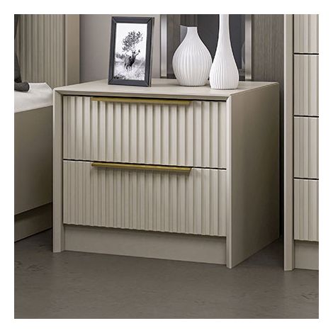 Cotecosy – Table de chevet pierre 53 cm – Panneaux de particules mélaminés 18 mm – 2 tiroirs – Élégante et durable pour chambre moderne (1/8)