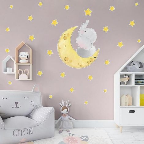 Stickers muraux éléphant volant - Décoration murale pour chambre d'enfant (1/5)