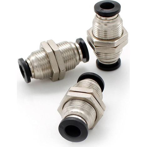 3 Pièces Connecteurs Pneumatiques, Raccord de Cloison Pneumatique,, Peut Etre Utilisé pour Fixer et Connecter la Trachée(PM-4 Noir) (1/5)