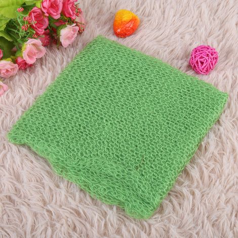Accessoire photo pour nouveau-né : couverture d'emmaillotage douce pour bébé et tout-petit, verte. (1/5)