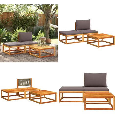 3-tlg. Garten-Sofagarnitur mit Kissen Massivholz Akazie - Gartenmöbel - Outdoor Möbel - Esstisch - Hocker - Sofas - Home & Living (1/5)
