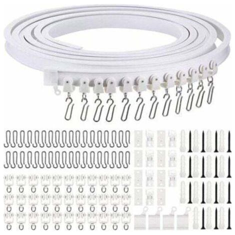 5m Curved Soft Curtain Track – Metal Hooks – Removable Ceiling Brackets – For Heavy Curtains and Various Angles (1/5)