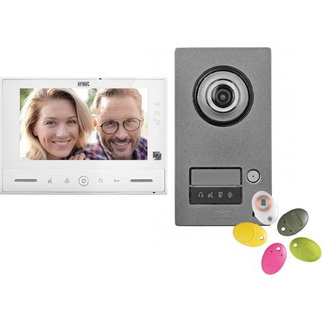 Urmet – Kit interphone vidéo Note 2 – Platine 1BP avec moniteur 7 pouces – Alimentation 230V – Câblage 2 fils – Commandes domotiques intégrées