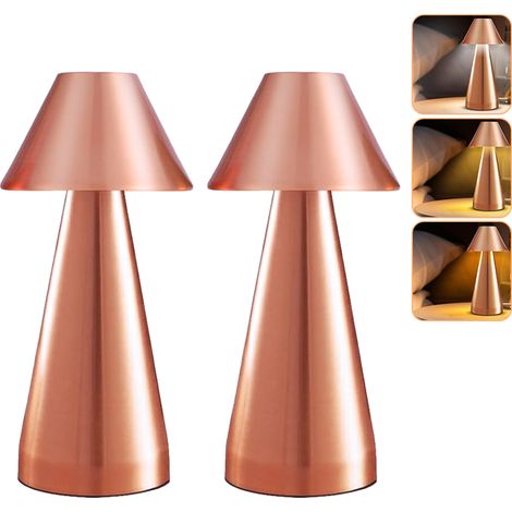 Lot de 2 lampes de table LED sans fil, lampe de chevet tactile à intensité variable, lampe de bureau rechargeable, 3 températures de couleur réglables (1/5)