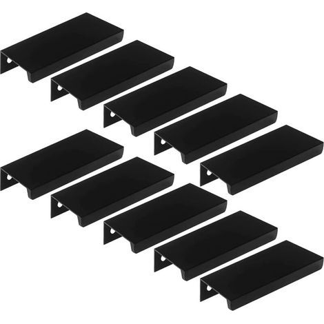 ZOLGINAH Set mit 10 schwarzen Griffen, schwarze Möbelgriffe – unsichtbare Griffe, schwarze Küchenschrankgriffe, Möbelgriffe aus mattschwarzer Aluminiumlegierung, 96 mm Lochabstand (1/5)