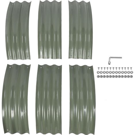 Kit de lit de jardin surélevé 107x20CM, bords arrondis, fond ouvert, plantation en métal pour légumes et fleurs, vert clair (1/5)