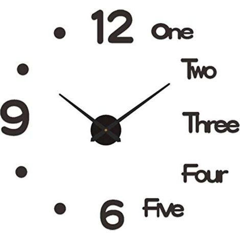 DIY Wall Clocks,Size:30cm,Modern Fashion Wall Clock Frameless Wall Clock 3D Mirror Sticker Home Decoration Mute Wall Clock(Black)