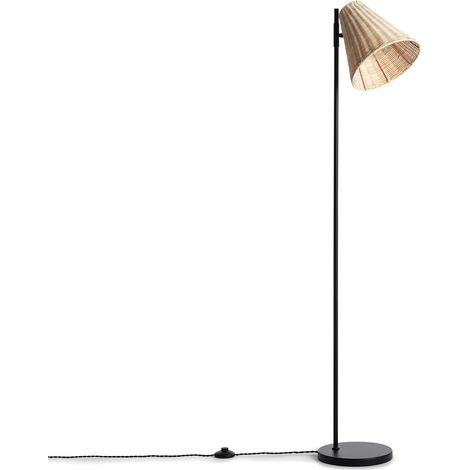 Stehlampe aus Metall und Rattan Cesto Schwarz (1/5)