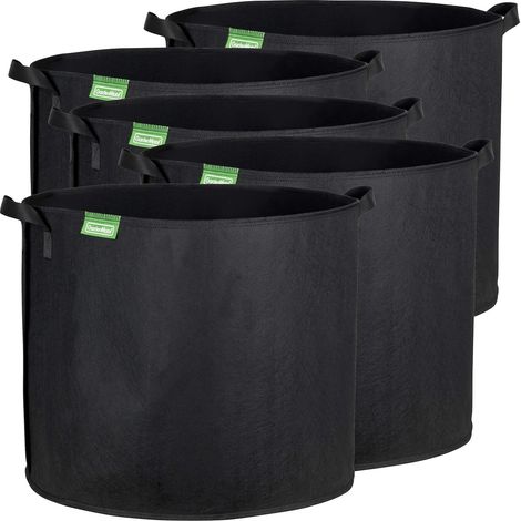 Pflanzsäcke – 5er-Set – Vliesstoff – 95 l – Atmungsaktiv – Garten, Balkon, Gewächshaus – Schwarz (1/5)