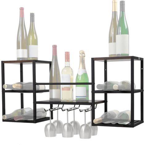 Zelsius portabottiglie da parete 88 x 25 x 40 cm Portabicchieri da vino, mensola per bottiglie