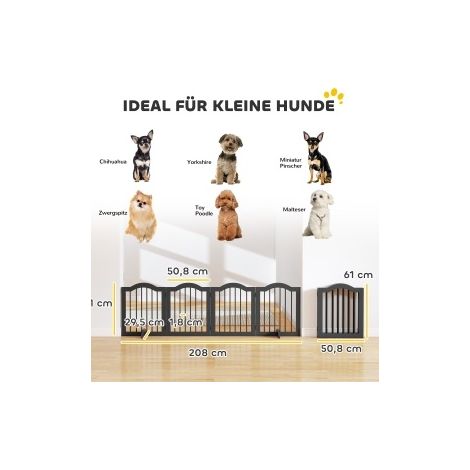 Hundeabsperrgitter 208x29,5x61 cm aus Holz und MDF, schwarz, klappbar – MEUBLIV (1/5)