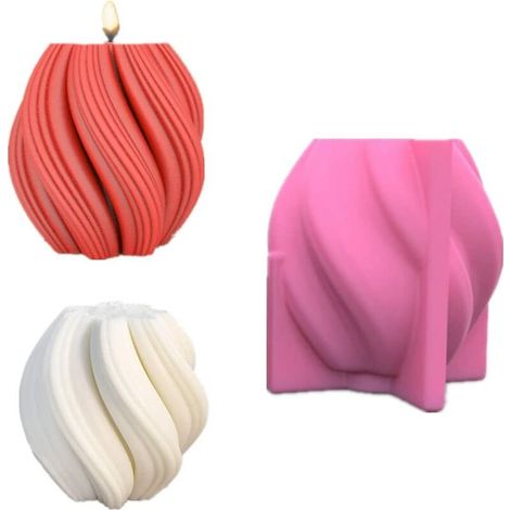 VURAHOME - Moules à bougies en silicone Forme de boule en spirale Fabrication de bougies Moule à la main Parfumé Moule à cire de savon Moules à boules géométriques pour moulage de résine Moule époxy D (1/5)