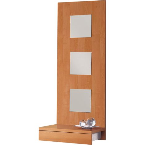 Table console, meuble console avec 1 tiroir coloris cerisier - longueur 45 x profondeur 28 x hauteur 120 cm (1/2)