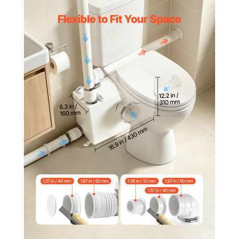 Broyeur WC 800 W 200 L/min Levage 10 m Pompe de Relevage Eaux Usées, pour Évier de Cuisine, Salle de Douche, Buanderie, Contrôle In… (1/5)