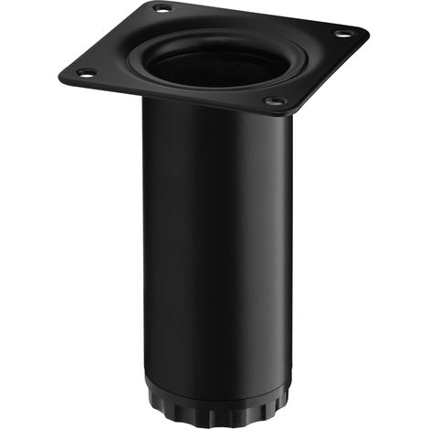 Möbelfuß BRAVO Höhe 100 mm (+ 10 mm) Ø 40 mm schwarz matt höhenverstellbares Schrankbein aus Stahl Schrankfuß belastbar bis 50 kg von SOTECH