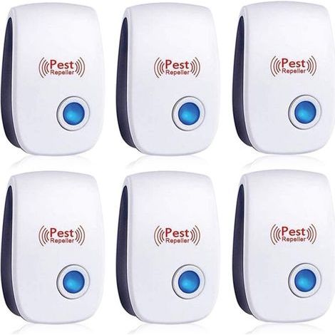 Lot de 6 répulsifs à ultrasons pour insectes. anti-cafards. fourmis. souris. punaises. rats. rongeurs. moustiques. araignées. pour la maison. le bureau. l'entrepôt et l'hôtel (1/4)