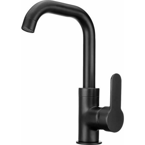 Robinet Mitigeur Noir - TEMPSA - Rotation 360° - Cartouche en Céramique - Mousseur (1/4)