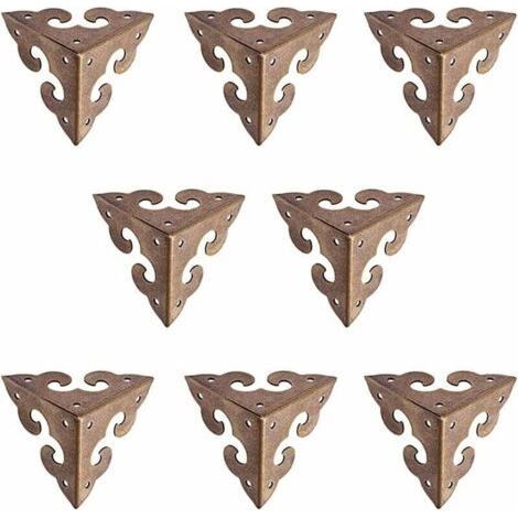 Lot de 8 protections d'angle miniatures vintage en laiton pur avec motif nuage (1/4)