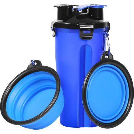 Bol de bouteille d'eau de voyage pour chien bols pliables pour chien, 2 en 1 conteneur de nourriture pour animaux de compagnie (1/5)