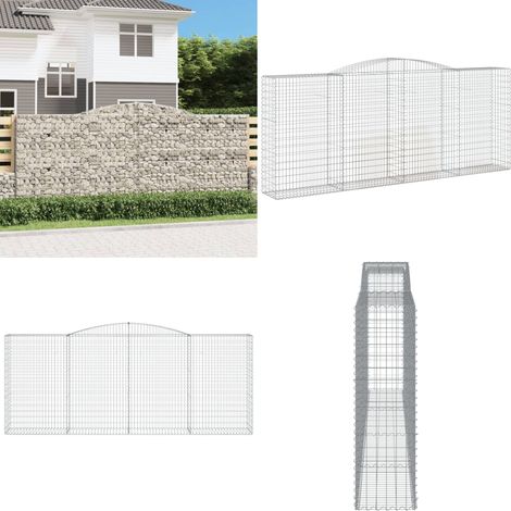Panier de gabions arqué 400x50x160/180 cm Fer galvanisé - Paniers De Gabions - Mur De Gabions - Clôture De Jardin - Décoration Extérieure - Barrieres Jardin - Home & Living (1/5)