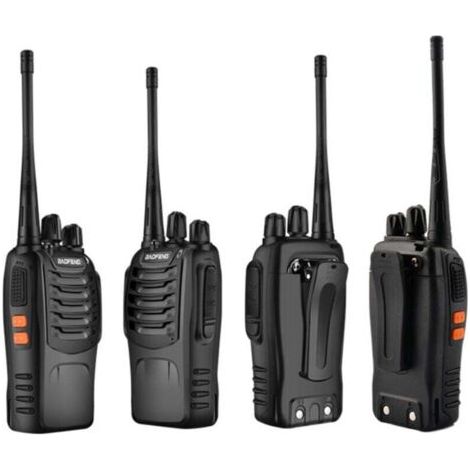 Talkie-walkie 16 canaux rechargeable 400-480 MHz – Portée jusqu'à 5 km – Autonomie jusqu'à 72 heures – Avec lampe de poche intégrée - BF-888S