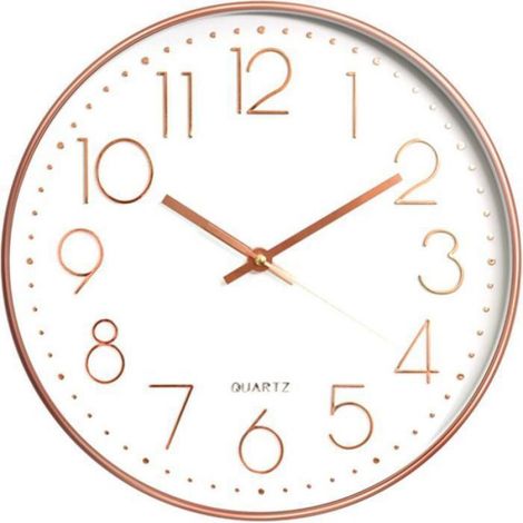 Horloge Murale - 30 Cm - Mouvement Silencieux Sans Tic Tac - Pour Cuisine Salon Chambre Bureau - Rose Doré - 1 Pièce